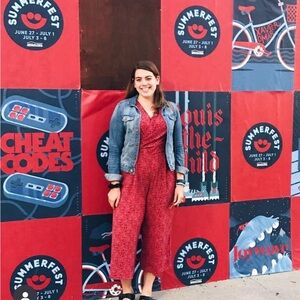 XL Eyeshadow Red Floral Jumpsuit